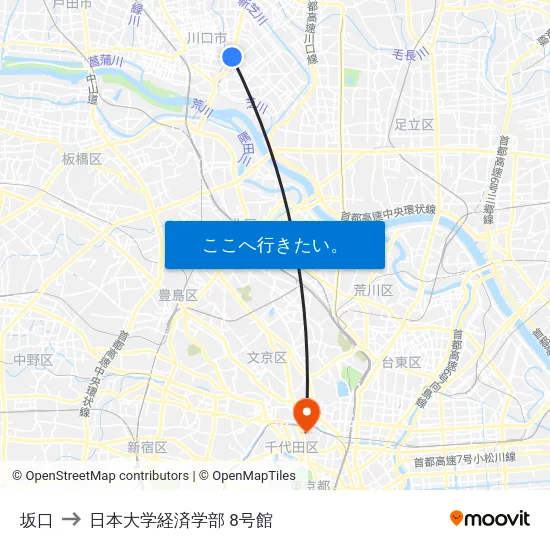 坂口 to 日本大学経済学部 8号館 map