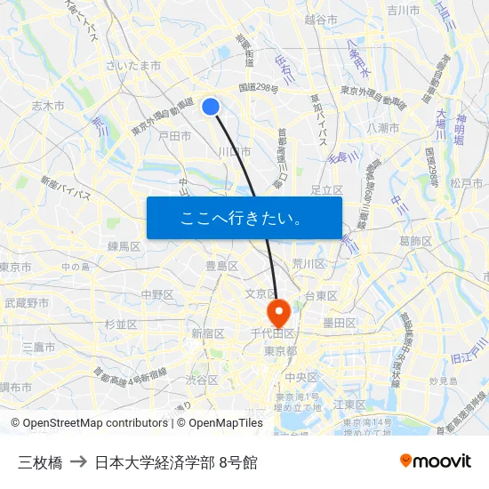 三枚橋 to 日本大学経済学部 8号館 map