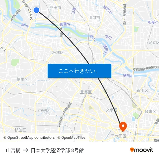 山宮橋 to 日本大学経済学部 8号館 map