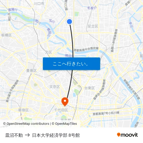 皿沼不動 to 日本大学経済学部 8号館 map