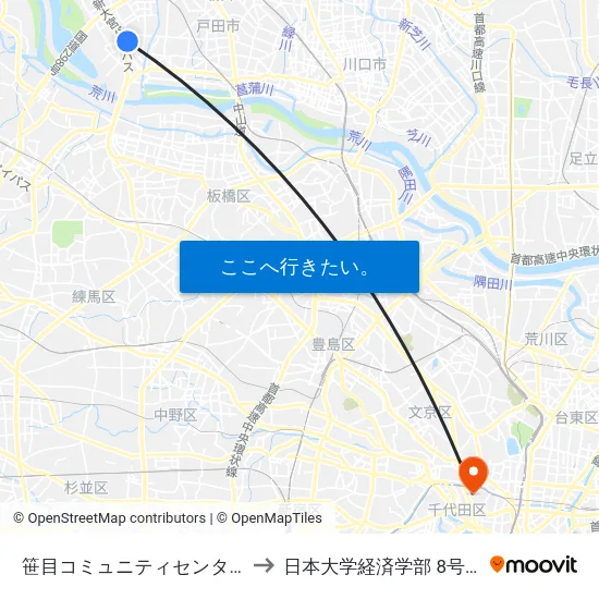 笹目コミュニティセンター to 日本大学経済学部 8号館 map
