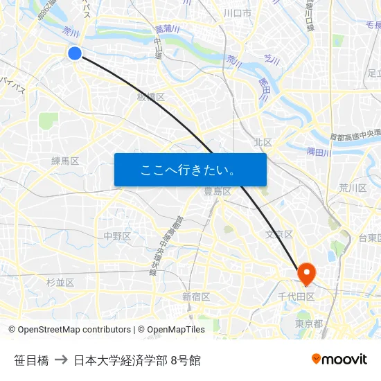 笹目橋 to 日本大学経済学部 8号館 map