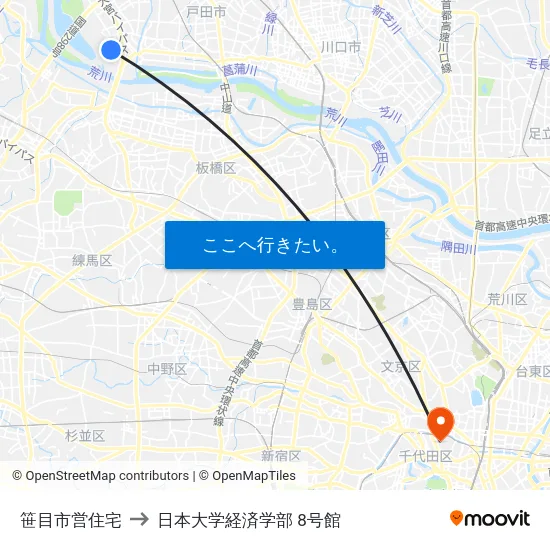 笹目市営住宅 to 日本大学経済学部 8号館 map
