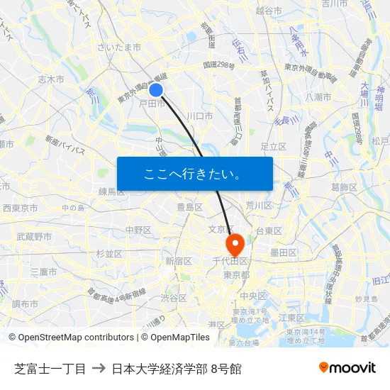 芝富士一丁目 to 日本大学経済学部 8号館 map