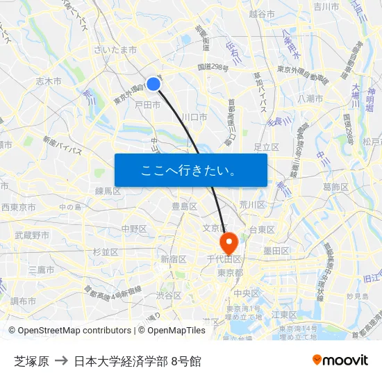 芝塚原 to 日本大学経済学部 8号館 map