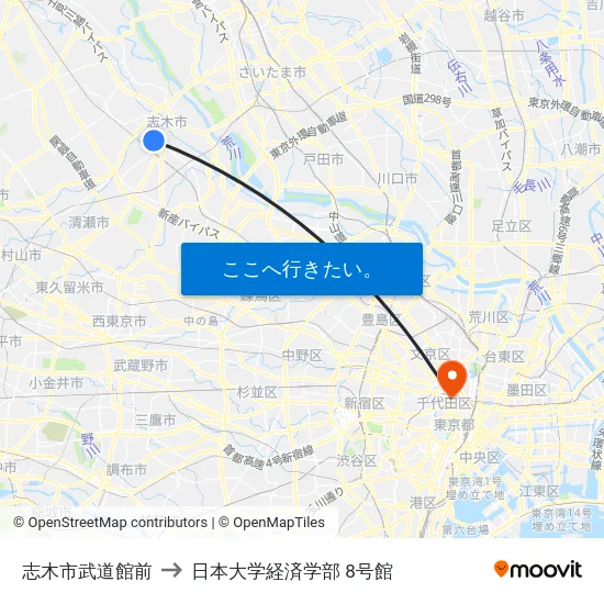 志木市武道館前 to 日本大学経済学部 8号館 map
