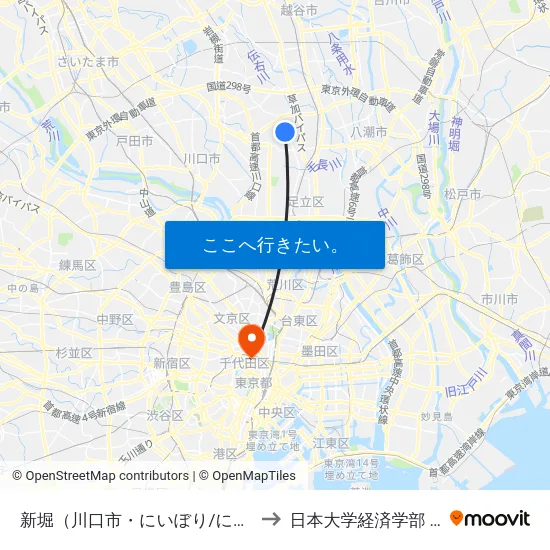 新堀（川口市・にいぼり/にいほり） to 日本大学経済学部 8号館 map
