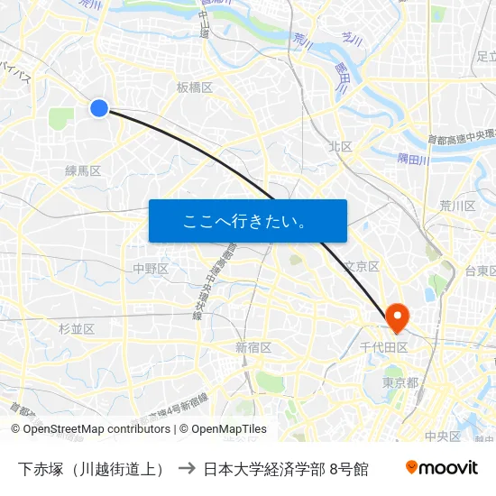 下赤塚（川越街道上） to 日本大学経済学部 8号館 map