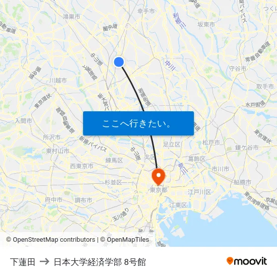 下蓮田 to 日本大学経済学部 8号館 map