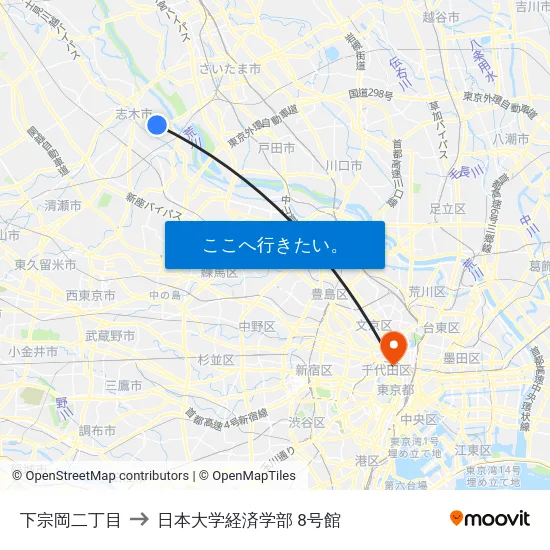 下宗岡二丁目 to 日本大学経済学部 8号館 map