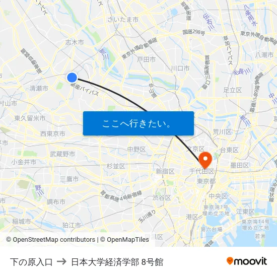 下の原入口 to 日本大学経済学部 8号館 map