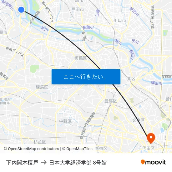 下内間木榎戸 to 日本大学経済学部 8号館 map