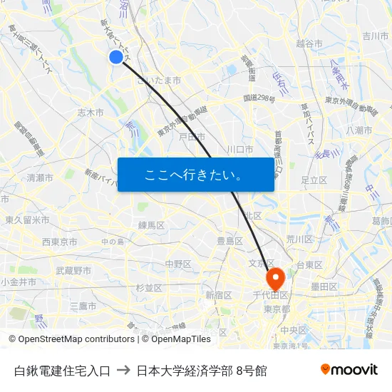 白鍬電建住宅入口 to 日本大学経済学部 8号館 map