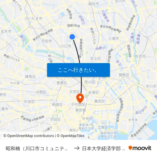 昭和橋（川口市コミュニティバス） to 日本大学経済学部 8号館 map