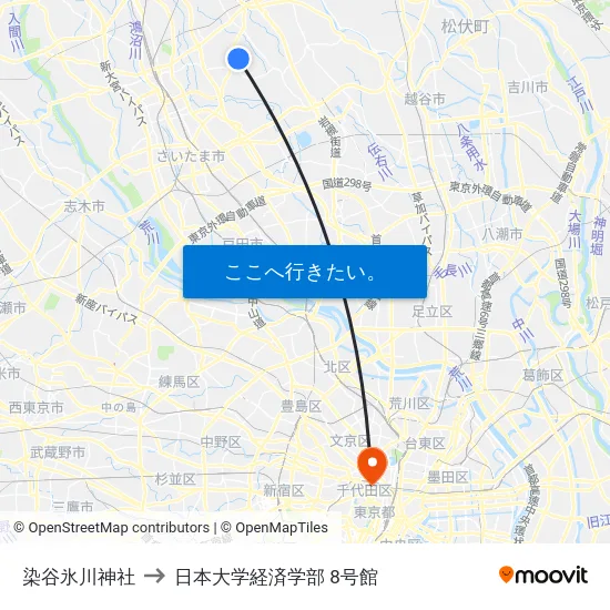 染谷氷川神社 to 日本大学経済学部 8号館 map