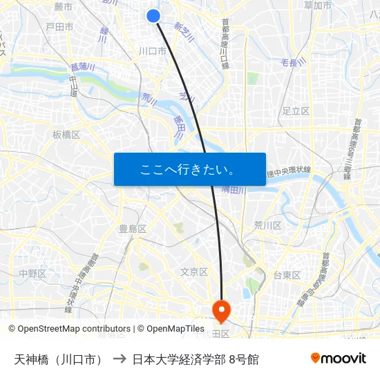 天神橋（川口市） to 日本大学経済学部 8号館 map