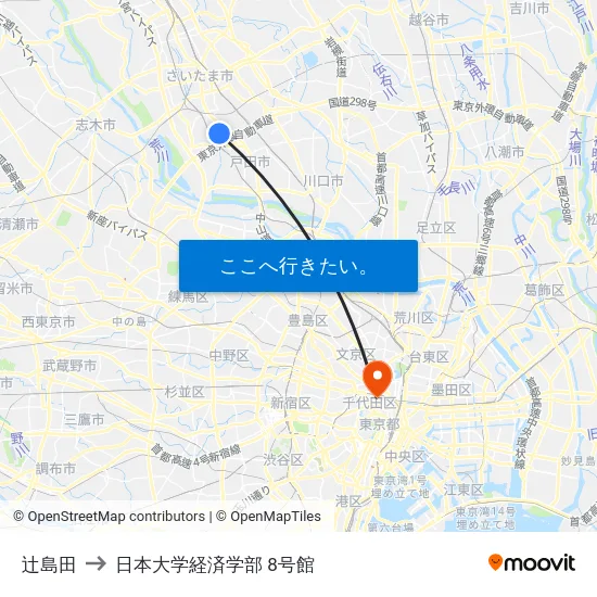 辻島田 to 日本大学経済学部 8号館 map