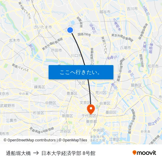 通船堀大橋 to 日本大学経済学部 8号館 map