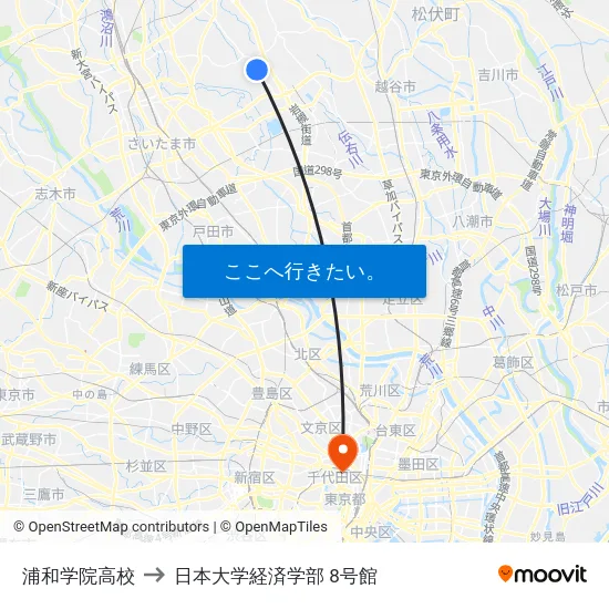 浦和学院高校 to 日本大学経済学部 8号館 map