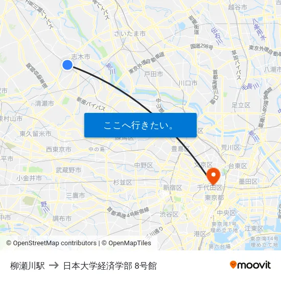 柳瀬川駅 to 日本大学経済学部 8号館 map