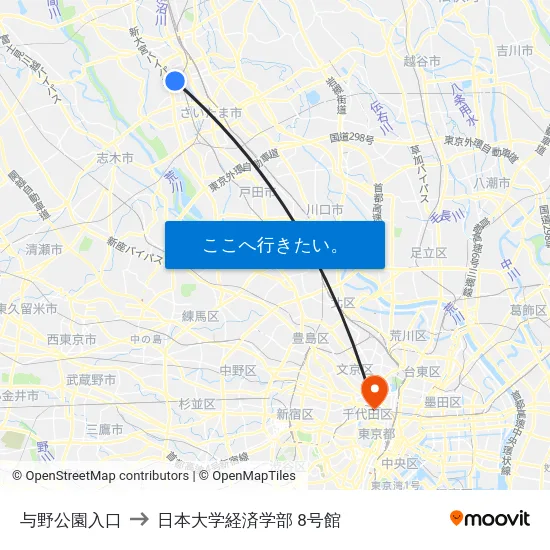 与野公園入口 to 日本大学経済学部 8号館 map