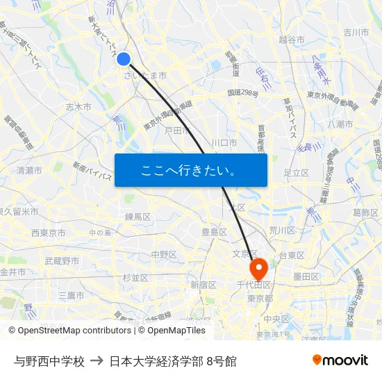 与野西中学校 to 日本大学経済学部 8号館 map