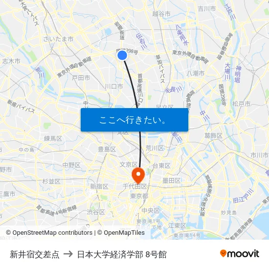 新井宿交差点 to 日本大学経済学部 8号館 map