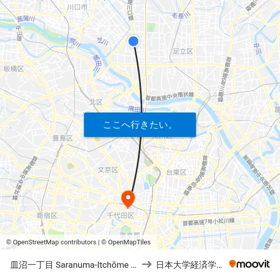 皿沼一丁目 Saranuma-Itchōme (Saranuma 1) to 日本大学経済学部 8号館 map