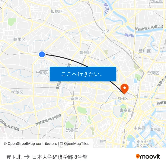 豊玉北 to 日本大学経済学部 8号館 map