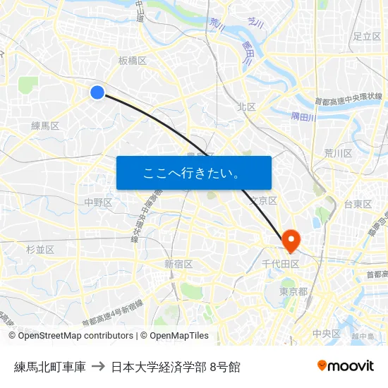 練馬北町車庫 to 日本大学経済学部 8号館 map