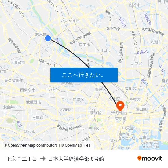 下宗岡二丁目 to 日本大学経済学部 8号館 map