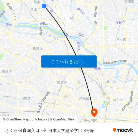 さくら保育園入口 to 日本大学経済学部 8号館 map