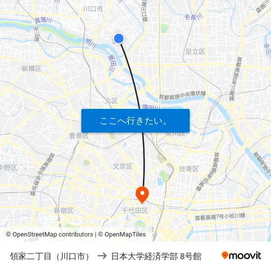 領家二丁目（川口市） to 日本大学経済学部 8号館 map