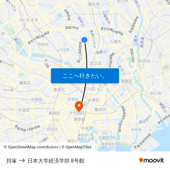 貝塚 to 日本大学経済学部 8号館 map