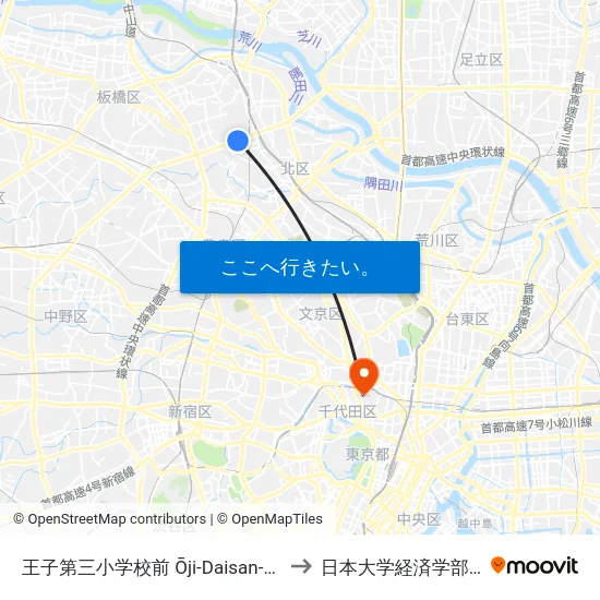 王子第三小学校前 Ōji-Daisan-Shōgakkō to 日本大学経済学部 8号館 map