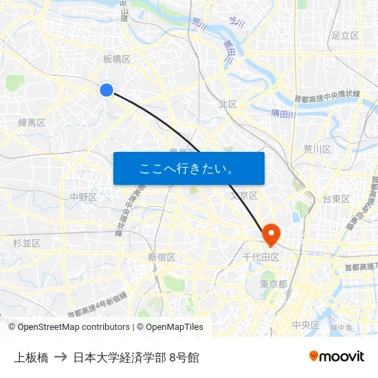 上板橋 to 日本大学経済学部 8号館 map