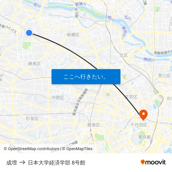 成増 to 日本大学経済学部 8号館 map
