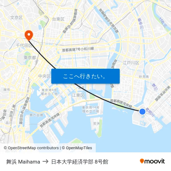 舞浜 Maihama to 日本大学経済学部 8号館 map