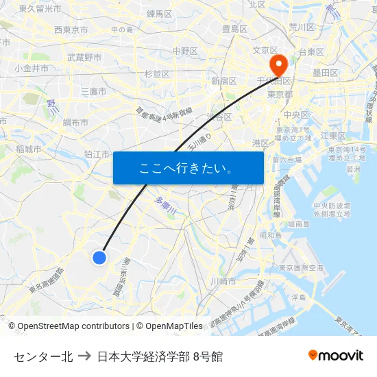 センター北 to 日本大学経済学部 8号館 map