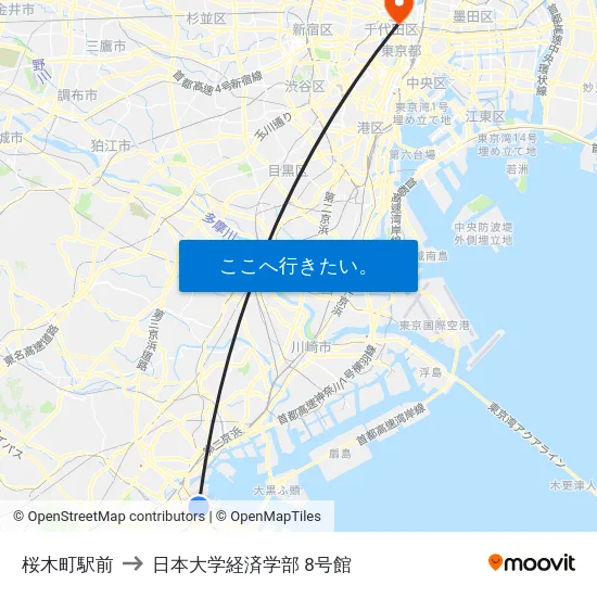 桜木町駅前 to 日本大学経済学部 8号館 map