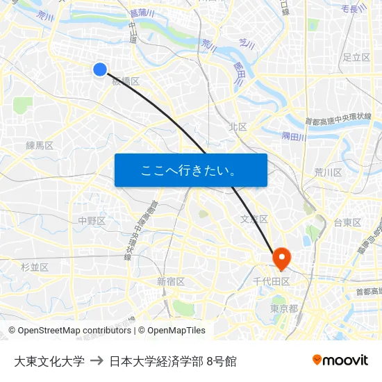 大東文化大学 to 日本大学経済学部 8号館 map