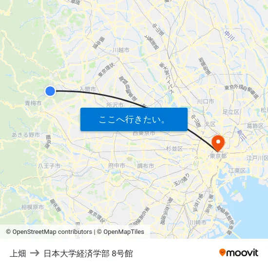 上畑 to 日本大学経済学部 8号館 map