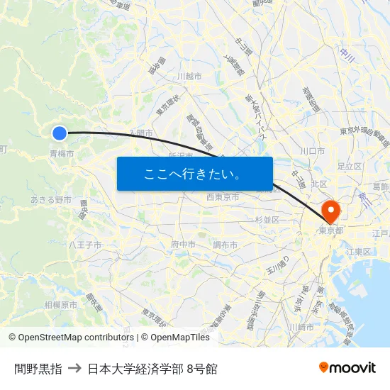 間野黒指 to 日本大学経済学部 8号館 map