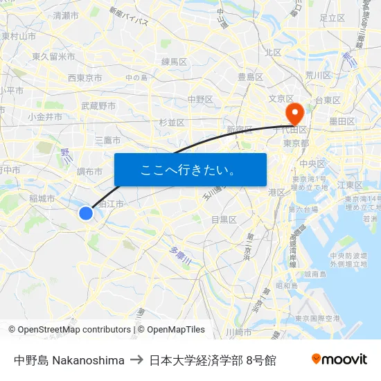 中野島 Nakanoshima to 日本大学経済学部 8号館 map
