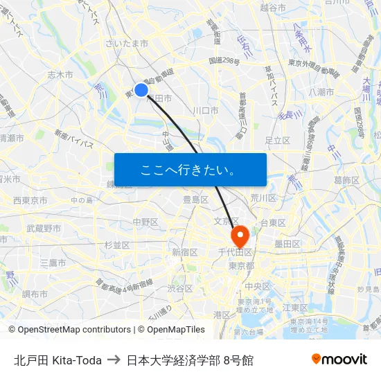 北戸田 Kita-Toda to 日本大学経済学部 8号館 map