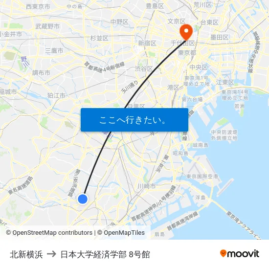 北新横浜 to 日本大学経済学部 8号館 map