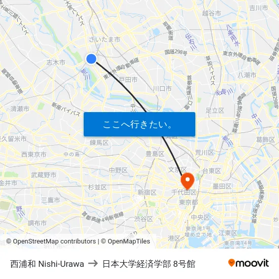 西浦和 Nishi-Urawa to 日本大学経済学部 8号館 map