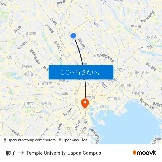 膝子 to Temple University, Japan Campus map