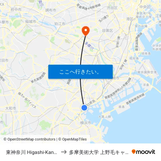 東神奈川 Higashi-Kanagawa to 多摩美術大学 上野毛キャンパス map