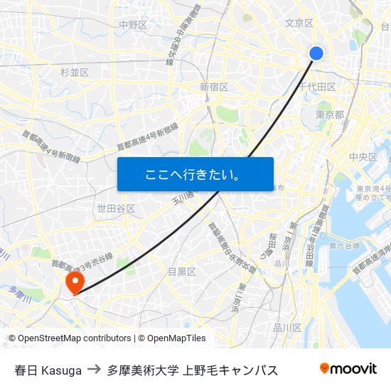 春日 Kasuga to 多摩美術大学 上野毛キャンパス map